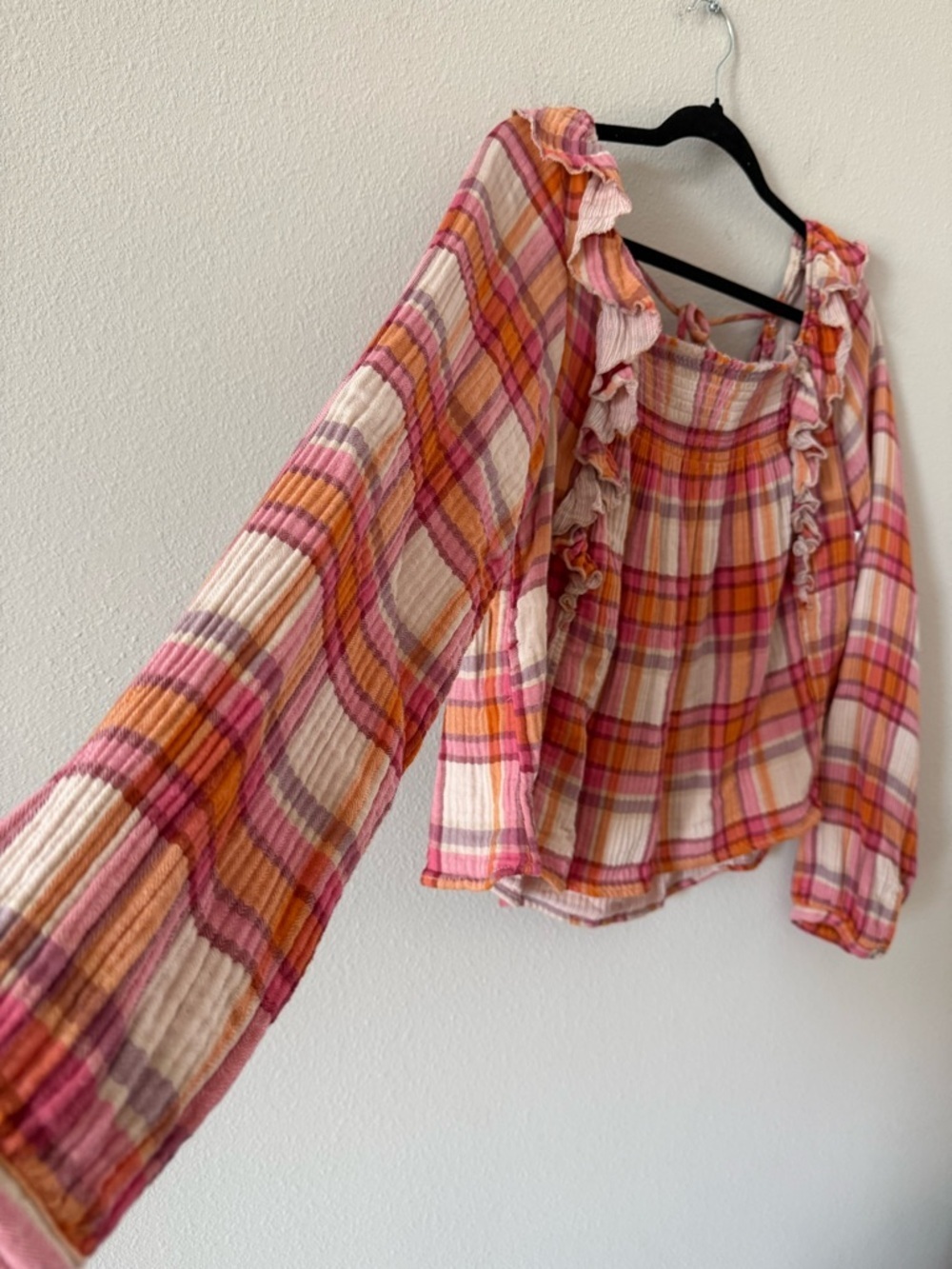 We the Free Siena Plaid Pullover Top Medium - Picture 3 of 6